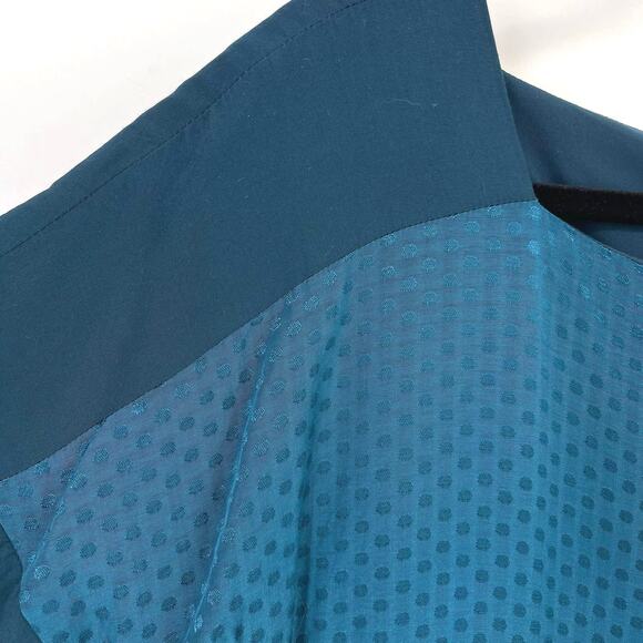 Club Monaco Blue Teal Square Neck Archmand Mini Dot Shift Dress Womens Size 6 - Picture 3 of 7